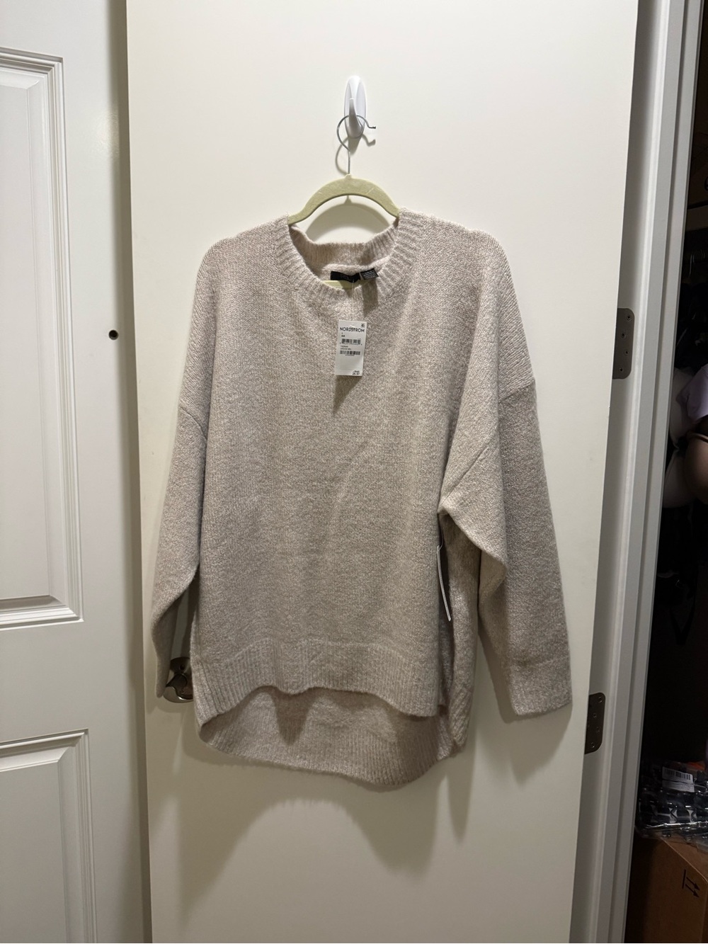 NWT Nordstrom RDI Greige Mel Crewneck Sweater L